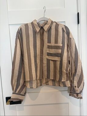 Ryden bone Beatrice cropped linen shirt